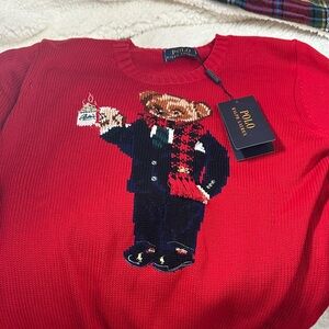 Polo by Ralph Lauren Red Crewneck Sweater with Bear xl